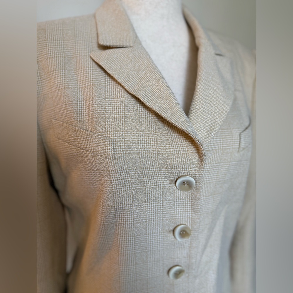 Kasper for ASL vintage? Cream plaid Blazer - Picture 2 of 8